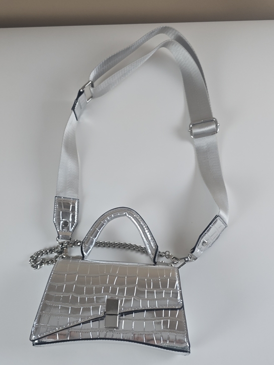 Aldo Handbags - Aldo Silver Croc-Embossed Mini Top-Handle Crossbody